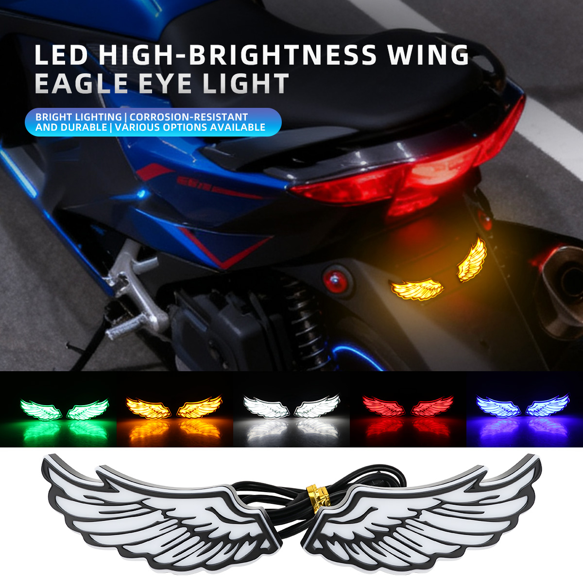 Sos Light Strobe - 1 paar motorfiets engelenvleugels LED achterlicht